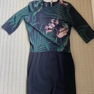 Ted Baker black dress with floral top